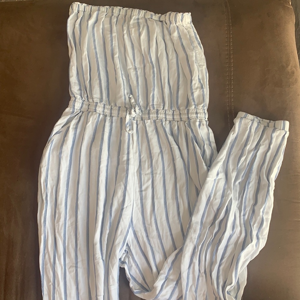 White and blue stripped jumpsuit!